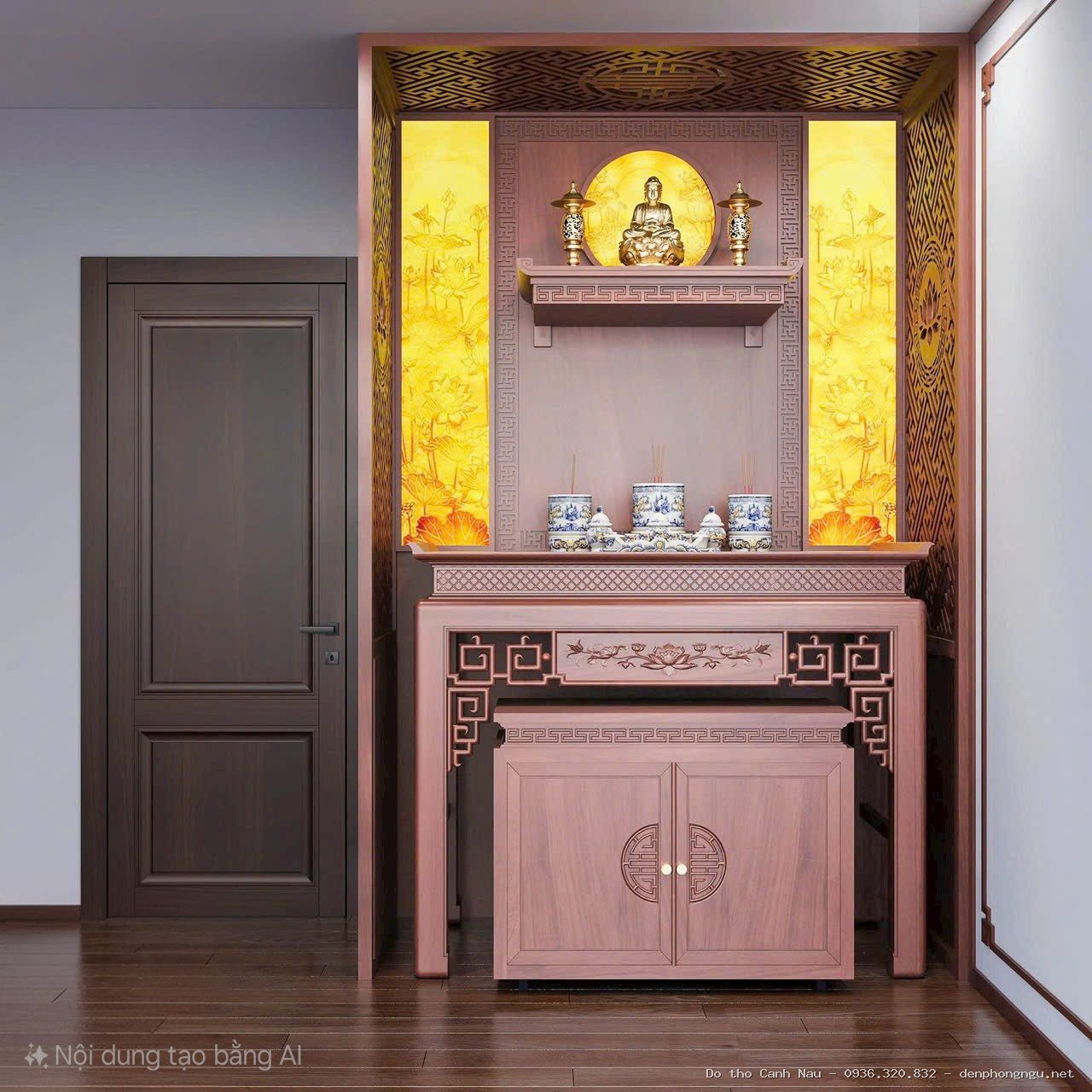 Bàn thờ cặp chạm sen (tủ con) - Bàn Thờ Chung Cư